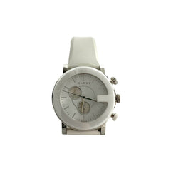 GUCCI G Chrono Quartz Stainless Steel Watch for Men, White and Silver, 29963 — Good