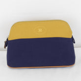 HERMES Bolide Mini Pouch, Cotton, Ochre x Navy, Women's — Like New