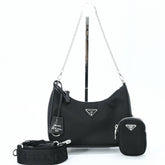PRADA Re-Edition 2005 Nylon Leather Shoulder Handbag for Women, Black — New - Store Return