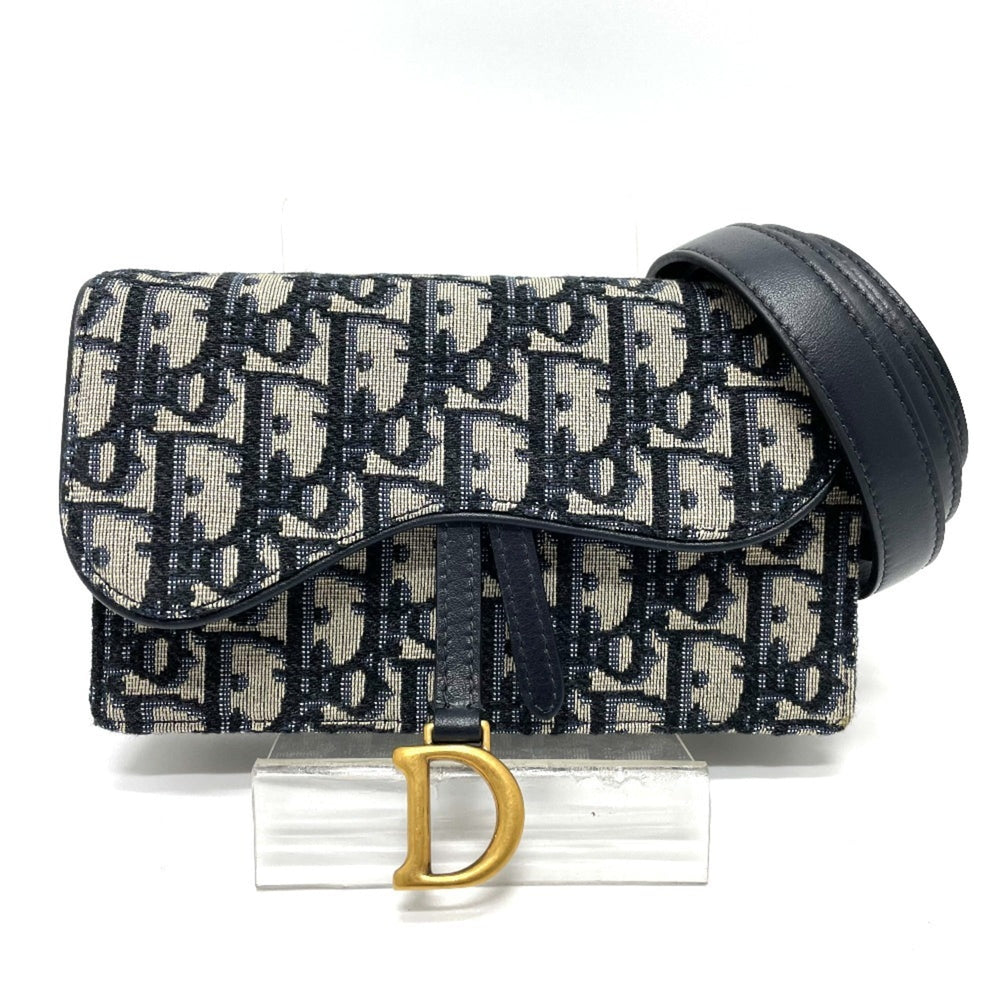 Christian Dior Dior S5619CTZQ_M928 Oblique Trotter Saddle Belt Pouch Bag Waist Body Leather Canvas Men's Navy — Like New