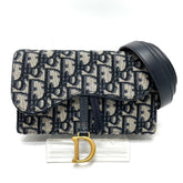 Christian Dior Dior S5619CTZQ_M928 Oblique Trotter Saddle Belt Pouch Bag Waist Body Leather Canvas Men's Navy — Like New