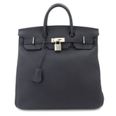 Haut a Courroies 40 Hermes Handbag Togo Black B Stamp Silver Hardware — Like New
