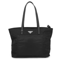 Prada Triangle Tote Bag, Nylon Handbag, 1BG052, Black, PRADA — Like New