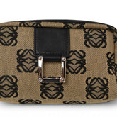 Loewe pouch, canvas Anagram design, beige, black — Like New
