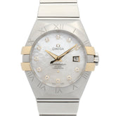 Omega Constellation watch, 18K yellow gold stainless steel, women's, white dial with mother-of-pearl case, model number 123.20.31.20.55.004 — Very Good
