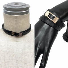 Hermes HERMES Leather Bracelet Choker Kelly Ardion Black □H Stamp — Like New