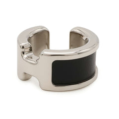 HERMES Olympe PM Ear Cuff Hook Clip Metal Box Calf Leather Silver Black — New - Store Return