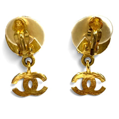 CHANEL Vintage 96A Gripoix Coco Mark Swing Earrings, Green with Gold Hardware, Made in France, Women's — Like New