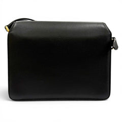 Salvatore Ferragamo Joanne Gancini Calf Leather Shoulder Bag, Black with Gold Hardware, Made in Italy, Women's — Like New