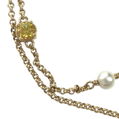 LOUIS VUITTON M1683A Bangle Accessory, Double Strand, Ladies' LV Metal Strass Faux Pearl Rhinestone Chain Bracelet, Metal, Men's & Women's, Gold — Like New
