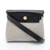 Hermes Herbag Zip Mini Shoulder Bag Handbag Canvas Leather Toile H Vache Hunter Women's Gray/Black — New - Store Return