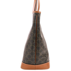 CELINE Celine Medium Cabas Triomphe Canvas Leather Tote Bag Shoulder Brown Black Women's — Like New