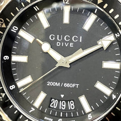 Gucci GUCCI watch, total weight 138.6g, stainless steel, rubber strap, quartz movement, black dial, 136.2 YA136204B — Good