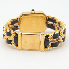 Chanel CHANEL Première S Watch, Gold Plated (GP), Leather Strap, Women's, Black, H0001 — Very Good