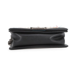 Chanel Chain Shoulder Bag Boy Small Matelassé Coco Mark Lambskin Tweed CHANEL Black Handbag Women's — Like New