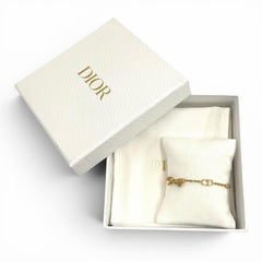 Christian Dior DIOR B3335 WOMCY CD Bow (Current Model) - 17cm total length, ribbon rhinestone bracelet, gold, women's, with box and dust bag — Like New