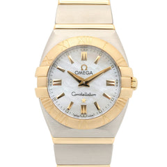 Omega Constellation Double Eagle Watch, 18K (Yellow Gold) Stainless Steel, Ladies', White/White Mother-of-Pearl Case, 1381.70 — Very Good