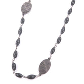 GUCCI AG925 Crest Plate Long Necklace, Silver & Black, Made in Italy, Total Weight 35g, Recommended for Men — Like New
