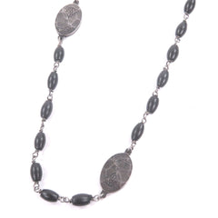 GUCCI AG925 Crest Plate Long Necklace, Silver & Black, Made in Italy, Total Weight 35g, Recommended for Men — Like New