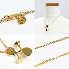 HERMES Col H Necklace Metal GP Yellow Gold 39cm Pendant Swift Leather — New - Store Return