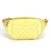 Chanel A57832 Chain Belt Bag Waist Pouch Bag Cross Quilted Matelasse body bag yellow GoldHardware — Like New