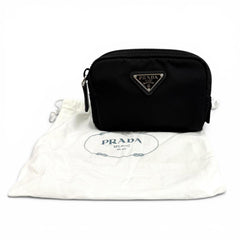 PRADA 1ND339 Micro Re-Nylon Pouch with FRID Tag, Triangle Logo, Cosmetic Pouch, Black, Made in Italy, Women's, Dust Bag — Like New