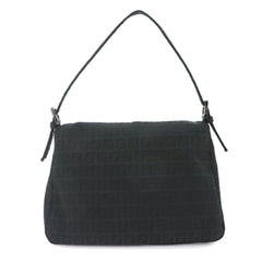 Fendi Zucchino Mamma Baguette Shoulder Handbag, Canvas, Black, 8BR001, Silver Hardware — Like New