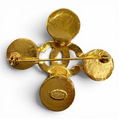 CHANEL Vintage 95A Coco Mark Shell Brooch, Gold, Made in France, Women's, with Box — Like New