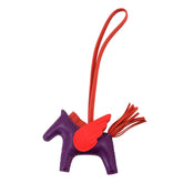 Hermes Rodeo Pegasus PM Accessory Bag Charm, Agneau Milo Swift Violet Capucines Cornelian, U Stamp — New - Store Return