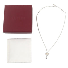 GUCCI 627757 AG925 Double G Key Chain Necklace, Silver, with Box and Dust Bag, Made in Italy, Total Weight 6.6g, Women's — Like New