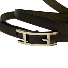 HERMES Api 3 Triple Strand Leather Bracelet, Black with Silver Hardware, Men's & Women's — Like New