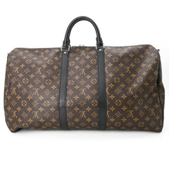 LOUIS VUITTON Louis Vuitton Boston Bag Monogram Macassar Keepall Bandouliere 55 Brown M56714 — Like New