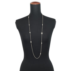 Chanel necklace, Coco Mark, faux pearl, CHANEL long Chanel, NECKLACE — Like New