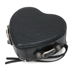 BALENCIAGA Le Cagole Heart Pouch Multi Box Leather Black 771674 — New - Store Return