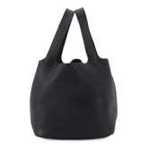 Hermes Picotin MM Handbag, Taurillon Clemence Leather, Black, Silver Hardware — Like New