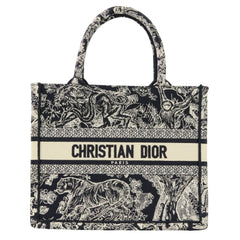Christian Dior Toile de Jouy Book Tote Canvas Embroidered Handbag Small 50-MA-1221 Navy Women's — Like New