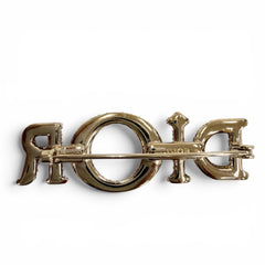 Christian Dior DIOR logo rhinestone brooch, pink with gold hardware, women's accessory, comes box and dust bag — Like New