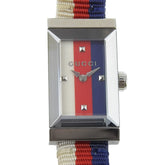 Gucci G Frame Tricolore Watch YA147502/147.5 Stainless Steel and Canvas Quartz Analog Display Multicolor Dial Women's — Very Good