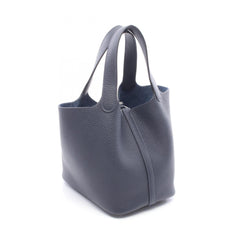 Hermes Picotin Lock PM Handbag, Leather, Taurillon Clemence Women's, Navy Blue — New - Store Return