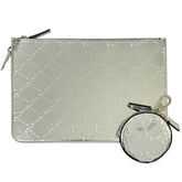GUCCI GG Shima Mirror Effect Circle Pouch Clutch Bag Set 812339 Silver Color Men's and Women's — New - Store Return