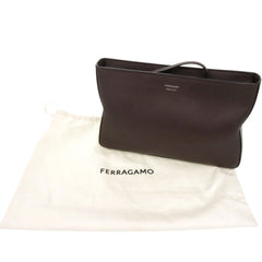 Salvatore Ferragamo 241445 Leather Brown Clutch Bag Second 0386Salvatore — Like New
