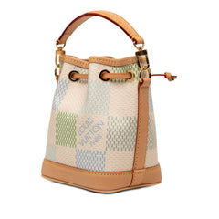 Louis Vuitton Damier Riches Nano Noe Shoulder Bag 2-Way Handbag N40640 Pistachio Green Leather Women's LOUIS VUITTON — Like New