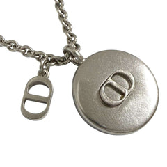 Christian Dior Dior Men's Oblique Circle Pendant Necklace in Silver and Black — Like New