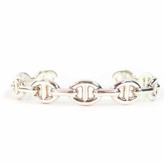 HERMES Chaine d'Ancre Enchainée Bangle Bracelet, AG925 Silver, Made in Italy, 2024 Model, Women's — Like New