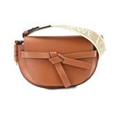 Loewe Mini Gate Dual Shoulder Handbag, Leather, Brown, Gold Hardware — Like New