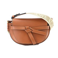Loewe Mini Gate Dual Shoulder Handbag, Leather, Brown, Gold Hardware — Like New