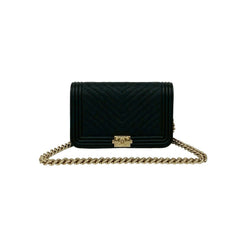 CHANEL Boy Chanel Coco Mark Caviar Skin Chain Shoulder Bag Black 81629 — Like New
