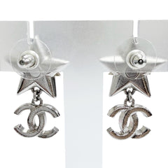 CHANEL C23S ABA907 Coco Mark Rhinestone Strass Star Crystal Swing Earrings (Pair) Champagne Gold Silver Made in France Women's — Like New