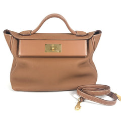 HERMES Sac 24, and Van Quatre 29 bags, 2-way handbags shoulder Togo, men's women's, gold, like new — Like New
