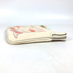 HERMES Hermes Carre Pocket Long Accessory Case Flat Pouch Bag Clutch Leather Women's Ivory — Like New